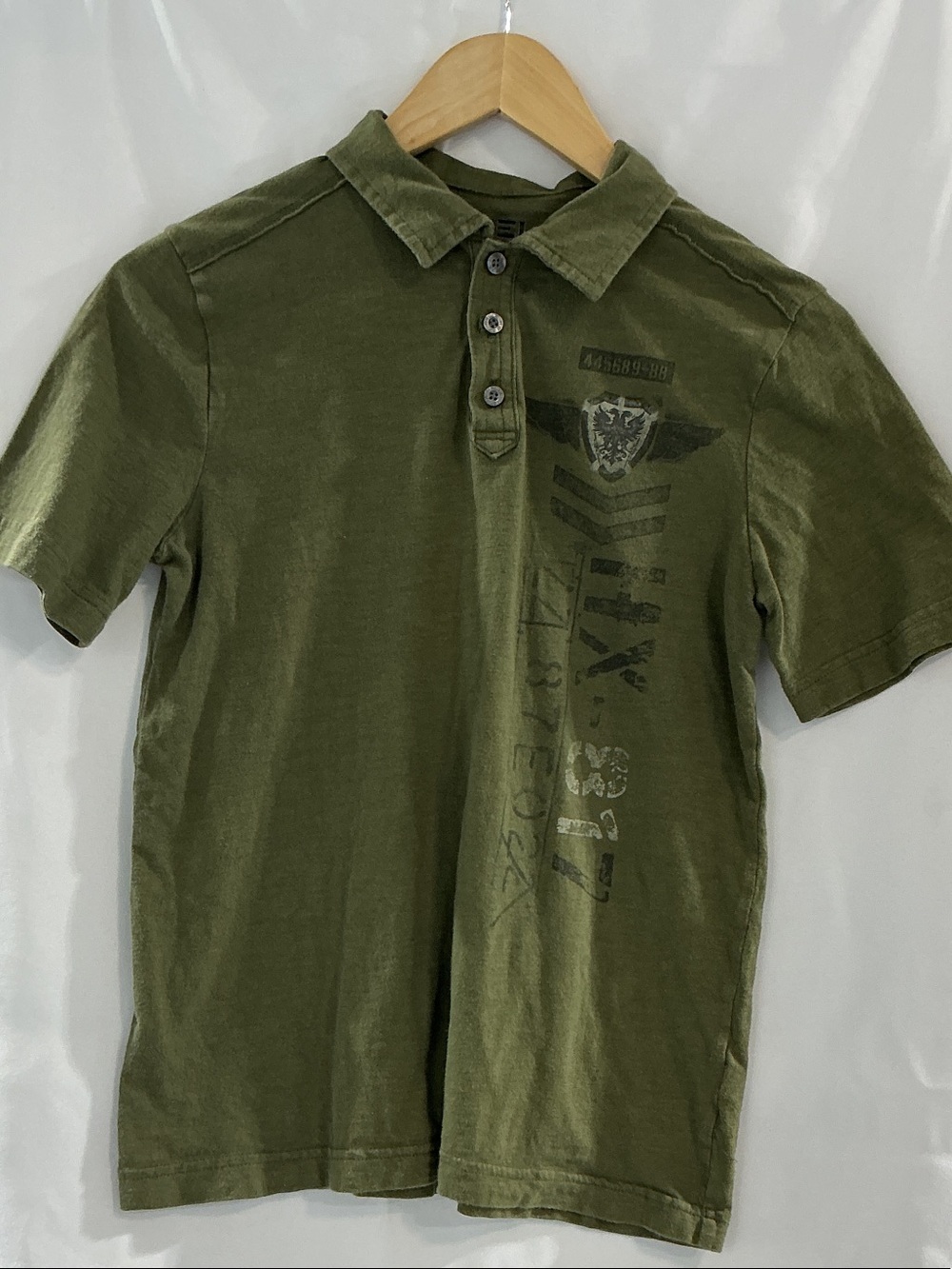 Helix Olive Green Short-Sleeve Polo with Chest Print